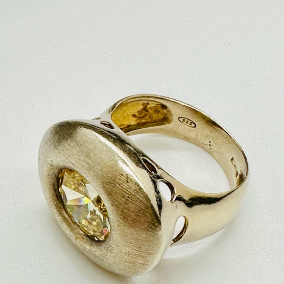 🔥 Modernist Vintage Champagne CZ Sterling Ring - Picture 11 of 17